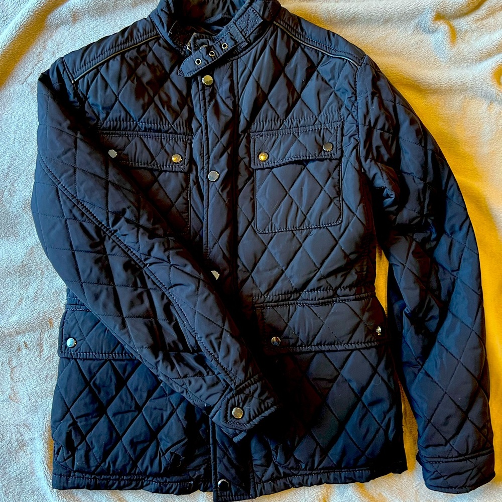 Zara Man Quilted Black Coat